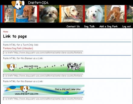 Link to Us on the Dog Park USA website.