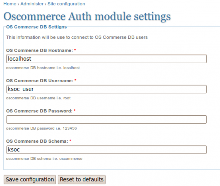 osCommerse Authentication Settings