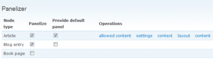 Panelizer configuration screen