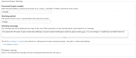 Password Expire configuration