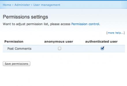 Permission Control Page