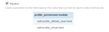 Restrict profile field with a permission that will be auto generated.