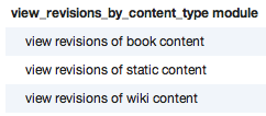 Sample permissions provided by the view_revisions_by_content_type module