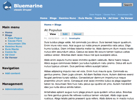 Screenshot of the Bluemarine theme