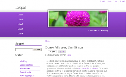 Screenshot for the Spring Bloom Drupal theme.