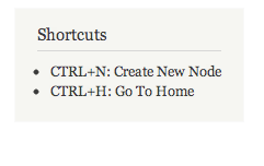 Keyboard Shortcuts Block