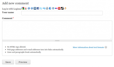 Comment form with Loginza widget integrated