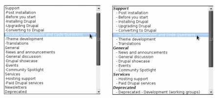 Taxonomy container select list