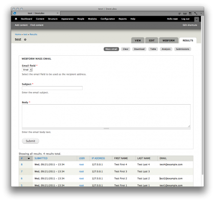 Webform Mass Email form