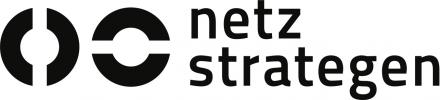 netzstrategen logo icon, two circles next to each other that look like like circuit nodes