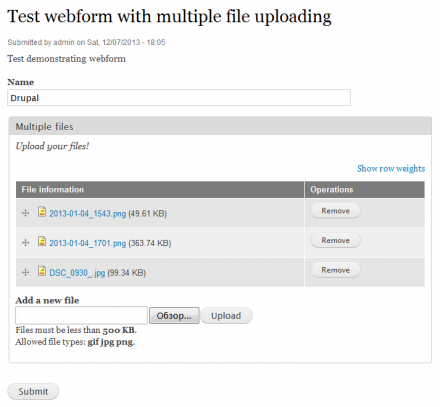 Webform Multiple File