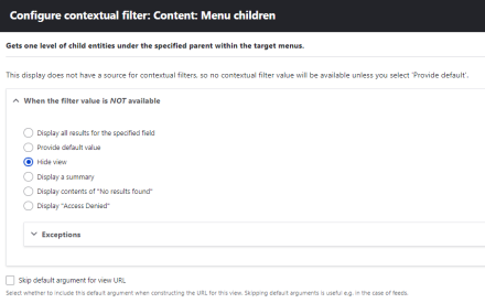 Contextual filter settings 1