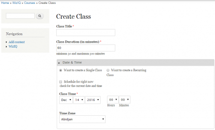 Class Details - WizIQ Virtual Classroom Plugin (Drupal)
