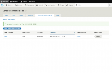 View scheduled transitions