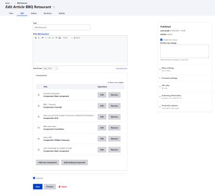 Drupal Component Builder - Normal backend