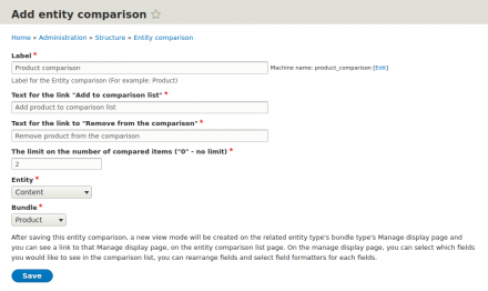 Add entity comparison - Drupal 8