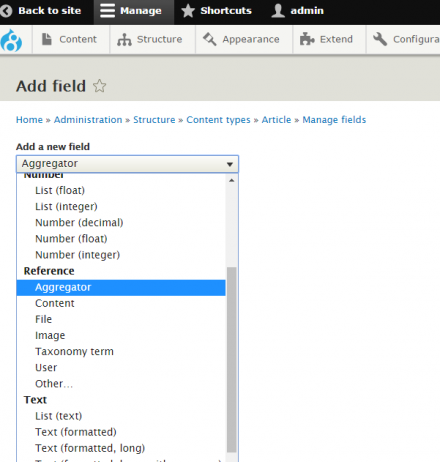 Aggregator Entity Reference Field