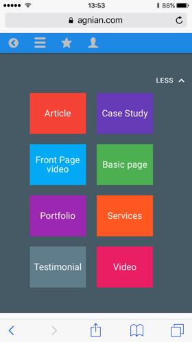 Agnian Material Theme Design Mobile Content Page