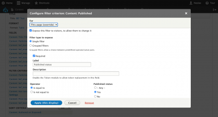 BEF Filter Settings