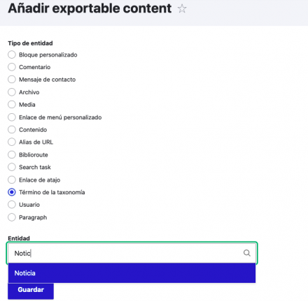 Manual create exportable content config