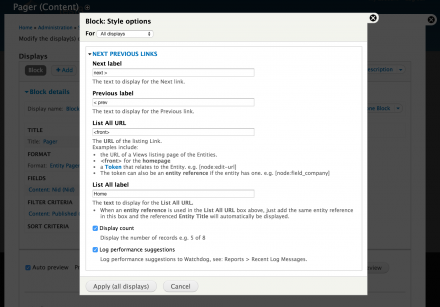 Entity Pager configuration in Views