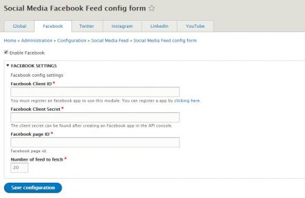 Facebook configuration