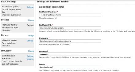 Feeds FileMaker Fetcher Settings