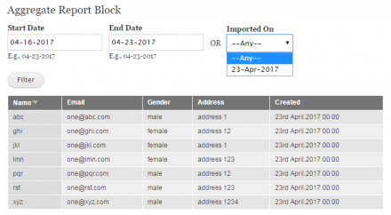 v7.x-1.x - Default Block provided for display Imported Records with Pagination.