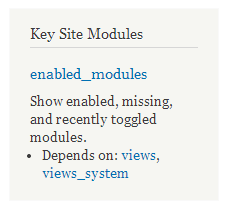 Screenshot of Key Site Modules block.