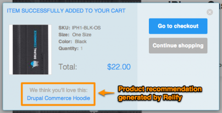 Relify serves up product recommendations inside Commerce Kickstart.