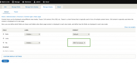 PDF to canvas field formatter Settings in Drupal 8 and 9