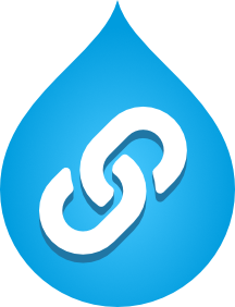Icon of chain links over a Drupal drop