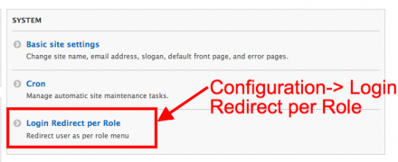 Login And Logout Redirect Per Role menu item