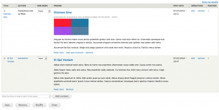 View mode rendered preview in nodequeue table.