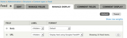 Select the Google FeedAPI formatter