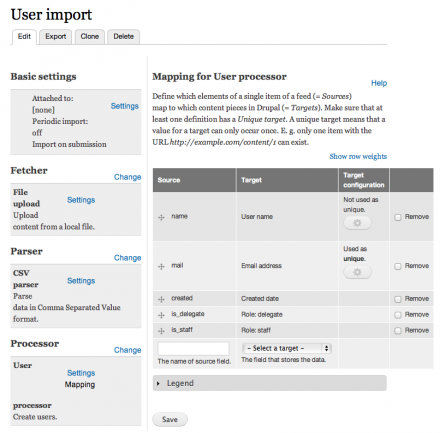 Feeds User Roles provides "has role X" targets for user processors.