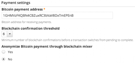 Blockchain rule configuration screenshot