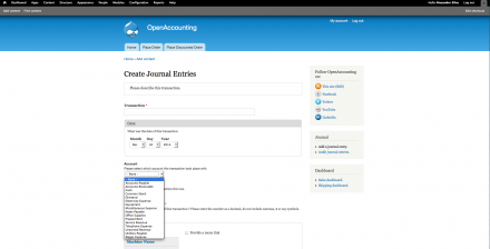 Journal entries accounts taxonomy options.