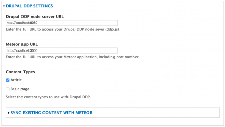 Drupal DDP Admin settings page