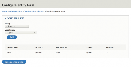 Entity term configuration UI