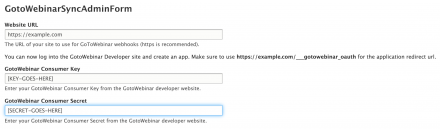 GotoWebinar Sync administration form api auth