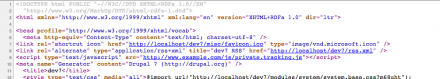 Screenshot of the source code showing the rendered header element.