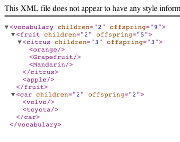 A screenshot of a test XML dump