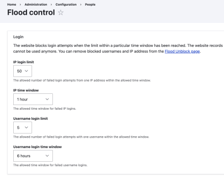 Flood control settings