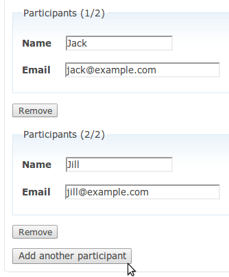 Screenshot of a Webform fieldset that can have multiple instances using WFM