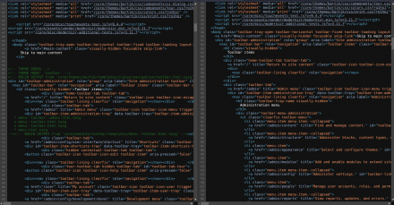 Before/After HTML source code a Drupal page.