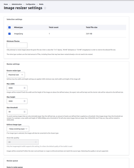 Image Resize settings (Drupal 9+)