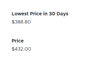 Lowest price in 30 days