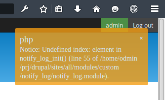 PHP notice, undefinex index