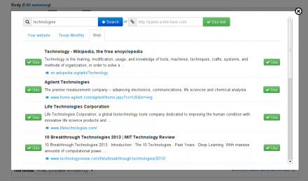 Contextly Drupal link dialog